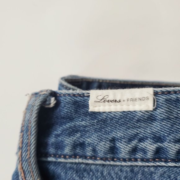 LOVERS + FRIENDS LOGAN Women's High Rise Cropped Jeans Frayed Cut Off Distressed - Picture 9 of 13